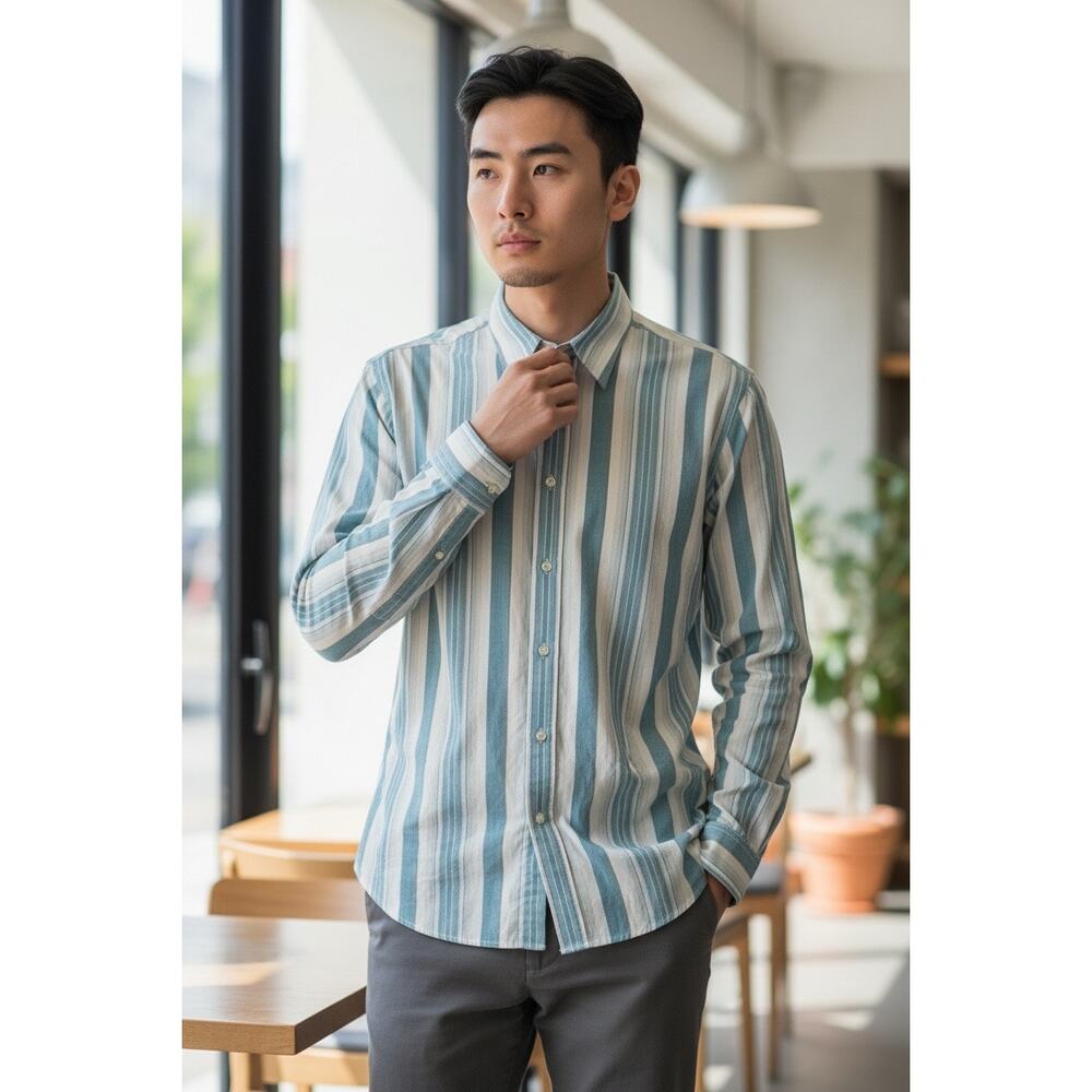NWT Claiborne Men's Blue/White Stripe Button Down XXL